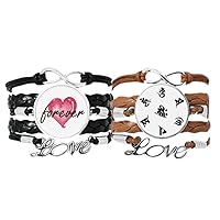 Religion Culture Sanskrit Character Pattern Bracelet Hand Strap Leather Rope Forever Love Wristband Double Set