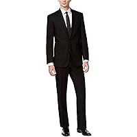 Kenneth Cole Mens Solid Two Button Formal Suit Black 38/Unfinished