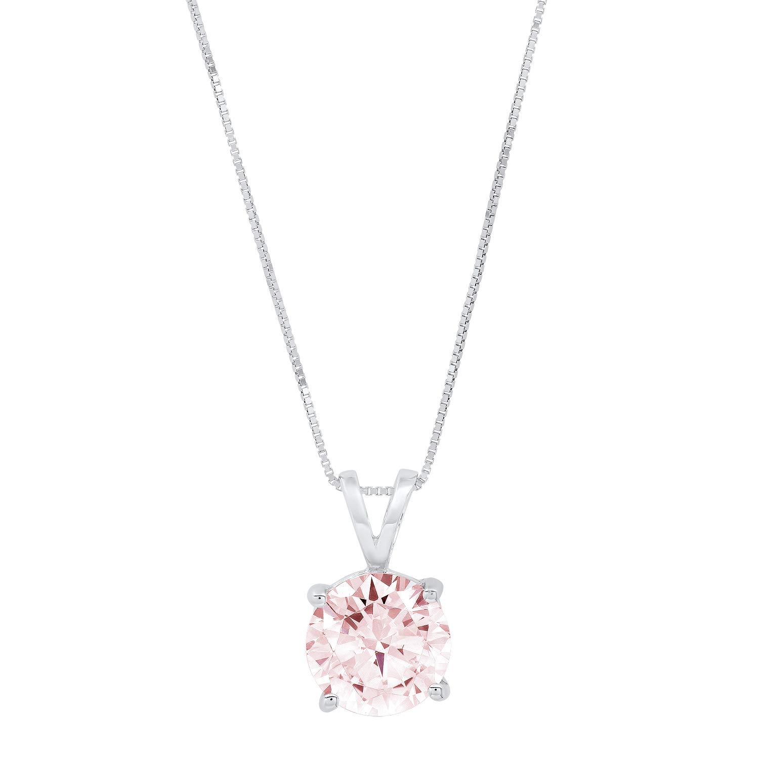 3.0 ct Brilliant Round Cut Stunning Genuine Pink Simulated Diamond CZ Ideal VVS1 D Solitaire Pendant Necklace With 18