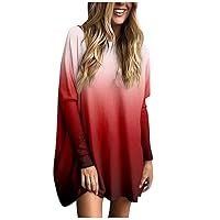 Womens Workout Tops,Women's Casual Fashion Solid Color Long Sleeve Crew Neck Loose Pullover Top