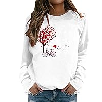 Womens Valentines Day Sweater Women's Pullover Heart Sweaters Valentine's Red Heart Long Sleeve Crew Neck Sweatshirts