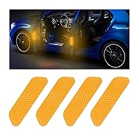 Car Door Open Reflective Stickers, 4PCS Night Visibility Safety Warning Protective Strip, Auto Anti-Collision Decorative Decals, Universal Vehicle Accessories for Most Cars (Yellow)