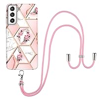 ZIFENGXUAN-Marble Design Plating Crossbody Case for Samsung Galaxy S22ultra/S22plus/S22 for Women for Girls (S22 Plus,Style-10)