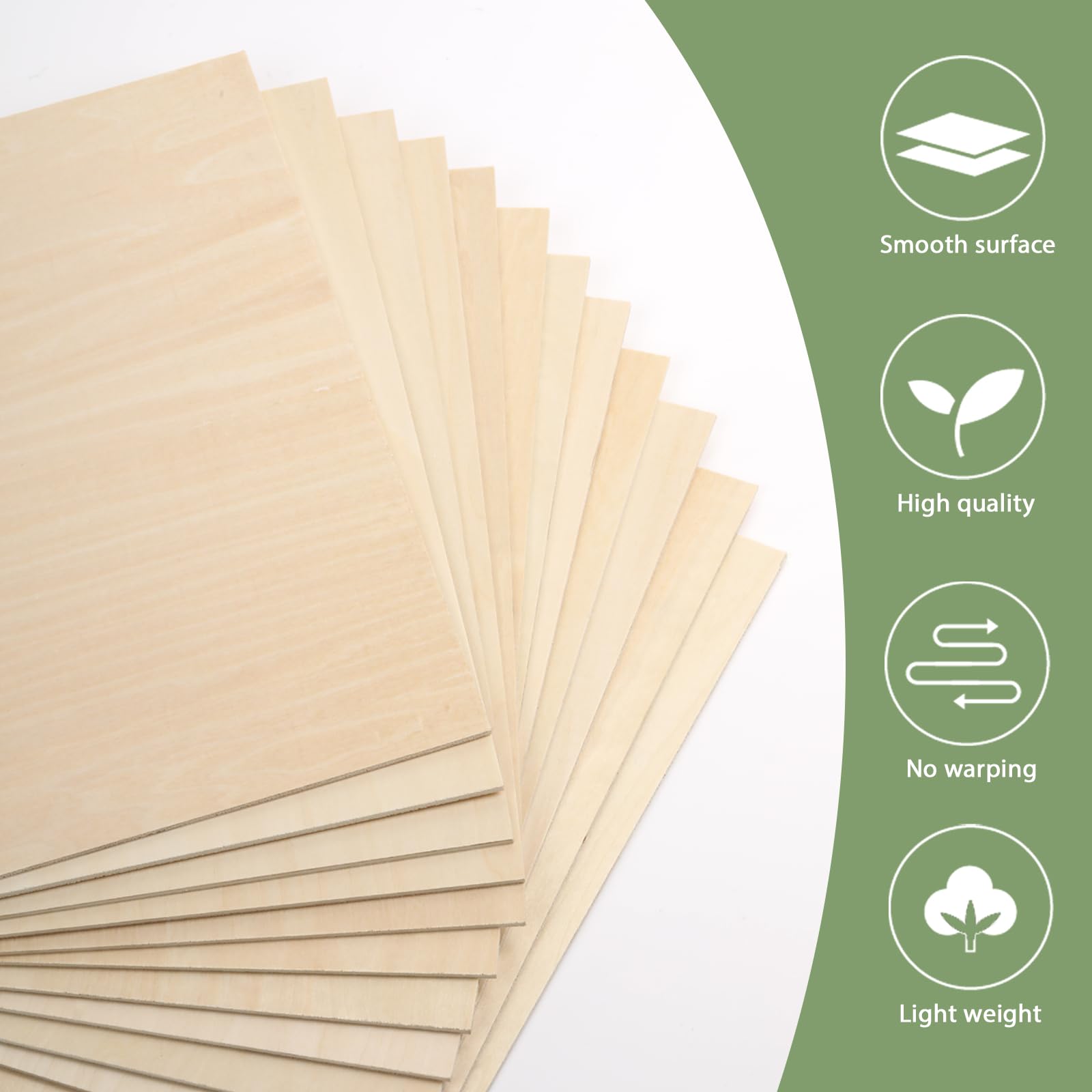 36 Pack Basswood Sheets 12x12x1/8 Inch for Crafts，Unfinished Wood for Laser Cutting & Engraving，Wood Burining，Plywood for Architectural Models.