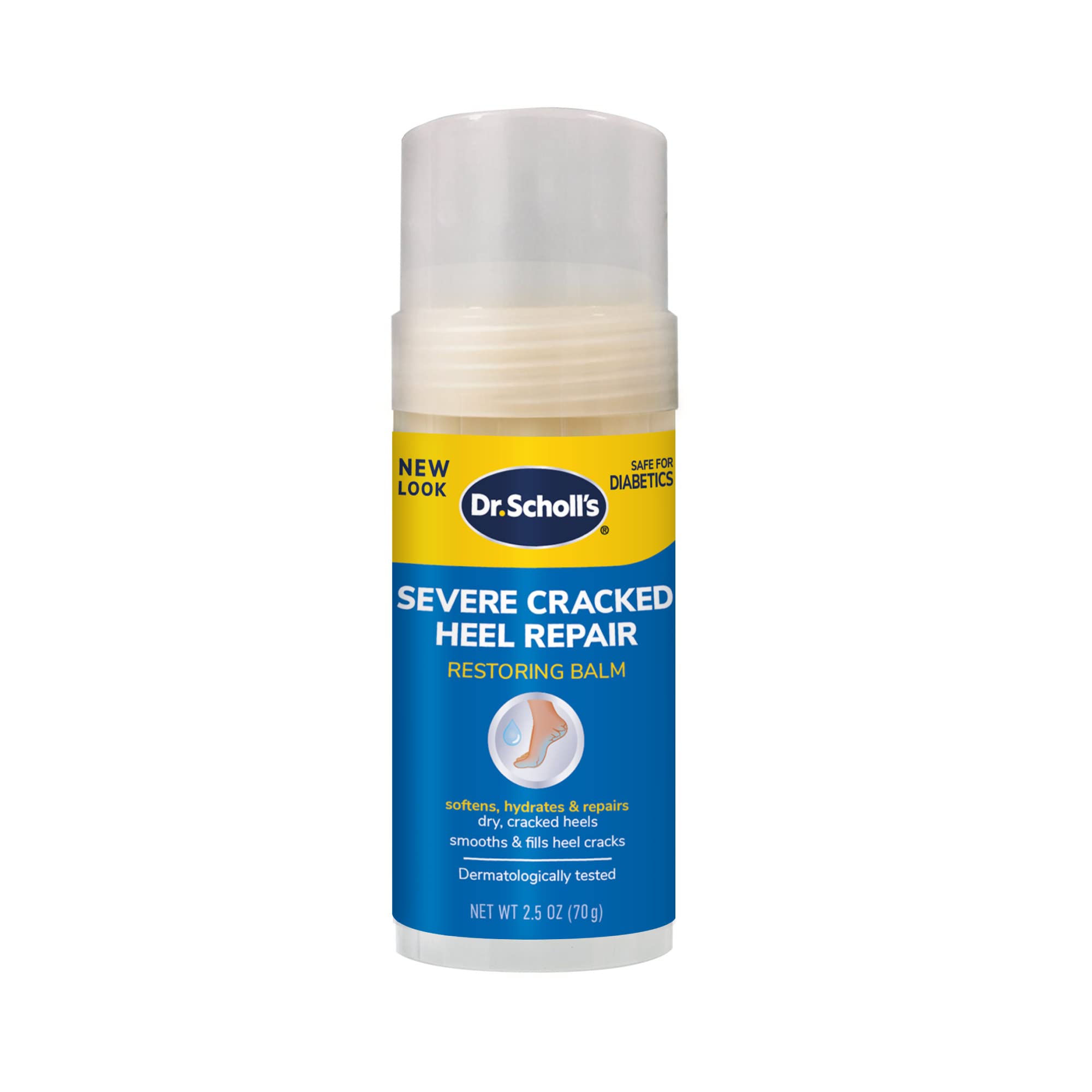 Dr. Scholl’s Severe Cracked Heel Repair Restoring Balm 2.5oz, with 25% Urea for Dry, Cracked Feet, Heals and Moisturizes for Healthy Looking Feet, Foot Care, Epsom Salt Soothes, Safe for Diabetics