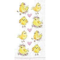 Boston International IHR 3-Ply Paper Napkins, 16-Count Guest Size, Easter Chicks