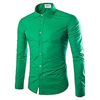 Men's Joker Solid Color Casual Long Sleeve Shirt Stylish Business Slim Fit Shirt Button Collar Dress Shirt