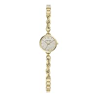 KENDALL + KYLIE Ladies Quartz Movement Gold with Crystal Dial Single Rope Bracelet Analog Watch