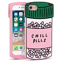 Cute iPhone SE 2022 Case, Chill Pills iPhone SE 2020 Case, iPhone 7 Case, iPhone 8 Case, iPhone 6 Case, iPhone 6s Case, Capsule Bottle Funny 3D Cartoon Soft Silicone Case Shockproof Cover