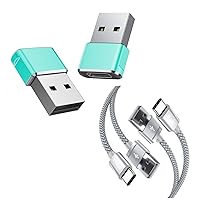 Basesailor USB to USB C Adapter 2Pack with USB Type C Charger Cable 6.6FT 2 Pack for iPhone 15 14 13 Mini Pro Max,CarPlay,Airpods,iPad Air 4 5,Samsung Galaxy S24 S10E S23 S20 S22 (Green)