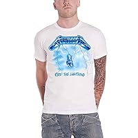 Metallica T Shirt Ride The Lightning Band Logo Official Mens White Size