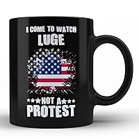 Luge Sport Black Coffee Mug By HOM | I Come To Watch Luge and not a protest