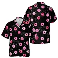 Funny Yummy Pink Donut Tropical Plants Food Lover Hawaiian Shirt S-5XL