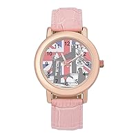 UK Flag London Bridge Fashion Leather Strap Women's Watches Easy Read Quartz Wrist Watch Gift for Ladies