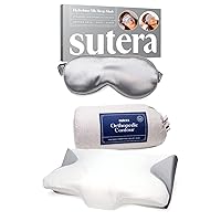SUTERA - Contour Memory Foam Pillow + Bag and Silk Eye Mask Bundle