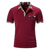 Men's Casual Button Polo Shirts Fashion Classic Basic Short Sleeve Shirt Solid Color Cotton Tees Golf Stylish Tops