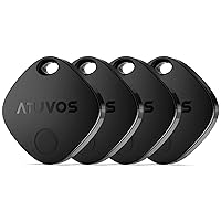ATUVOS Luggage Tracker Tag 4 Pack, Bluetooth Tracker Works with Apple Find My (iOS Only), IP67 Waterproof, Replaceable Battery, Lost Mode, Smart Key Finder Item Locator for Bags, Suitcases, Pet; Black