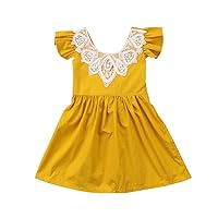 Infant Toddler Flower Girl Romper Lace Collar Cotton Ruffle Sleeve Baby Girls Spring Dresses