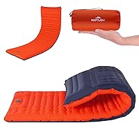 Camping Sleeping Pad, Extra Thickness 4 Inch Inflatable Sleeping Mat Lightweight Waterproof Camping with Built-in Pump Air Mattress for Backpacking, Hiking, Tent, Traveling, Orange
