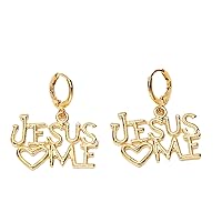 Jesus Love Me Heart Earrings For Men Women Gold Color Christ Savior Redeemer Deliverer Earrings Jewelry