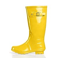NORTY Women's Hurricane Wellie Rain Boots - High-Calf Length - Glossy Matte Waterproof Rubber Shoes