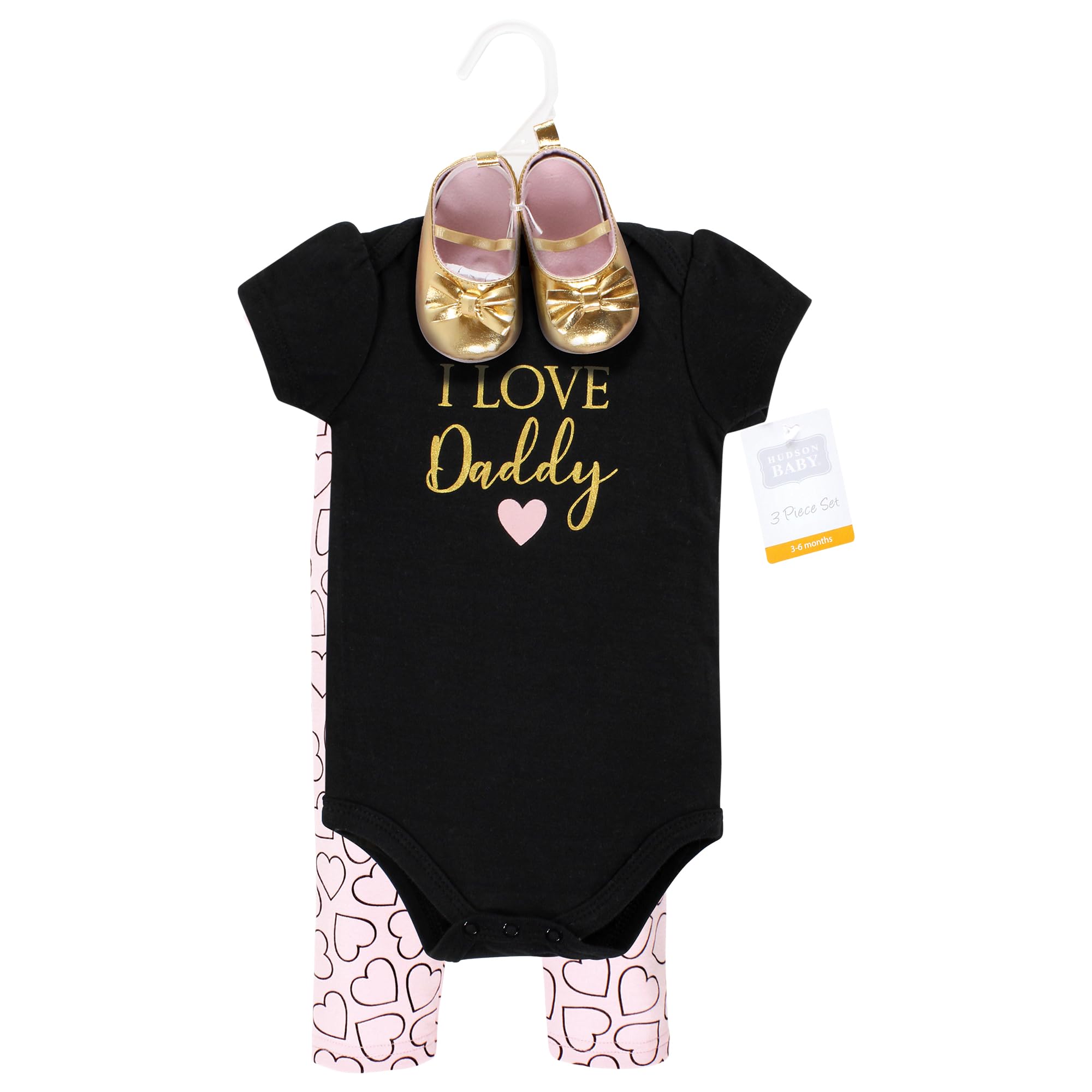 Hudson Baby Baby Cotton Bodysuit, Pant and Shoe Set