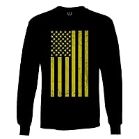 Big American Flag Yellow United States of America USA Military Long Sleeve Men's