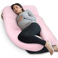 Pharmedoc Pregnancy Pillows, U-Shape Full Body Pillow -Removable Jersey Cotton Cover - Light Pink - Pregnancy Pillows for Sleeping - Body Pillows for Adults, Maternity Pillow and Pregnancy Must Haves