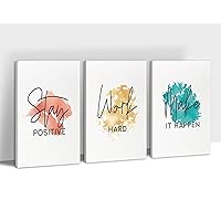 SHMAO Office Canvas Wall Art Motivational Wall Decor, 3 Piece Stay Work Make Print Pictures for Office Wall Decor Women Inspirational Framed Artwork Home Office Decor 12”x18”x3 Panels