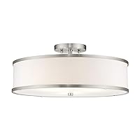 Livex Lighting 62629-91 Transitional Three Light Ceiling Mount from Park Ridge Collection in Pwt, Nckl, B/S, Slvr. Finish, Brushed Nickel