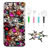 STENES Bling Case Compatible with iPhone SE 2020 Case - Stylish - 3D Handmade [Sparkle Series] Rainbow Rhinestones Design Cover with Cable Protector [4 Pack] - Colorful