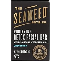 Seaweed Bath Co. Purify Detox Facial Bar Soap, 3.75 Ounce, Sustainably Harvested Seaweed, Volcanic Ash