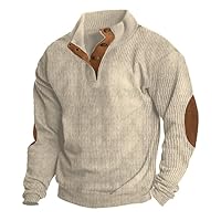 Men’s Vintage Long Sleeved Pullover 1/4 Zipper Stand Colar Sweatshirts