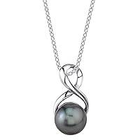 The Pearl Source Pendant Necklace for Women - Cultured Pearl Necklace with Infinity Design | Single Pearl Necklace for Women with 925 Sterling Silver 18