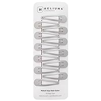 Heliums 2 Inch Snap Clips - Silver Gray - Metal Hair Barrettes for Women, Thin Hair and Kids, Metallic Finish Blends with Hair Color - 12 Count