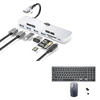 7-in-1 USB C Clamp Hub for iMac & 619B Dual Mode 2.4G Wireless Bluetooth Keyboard and Mouse Combo