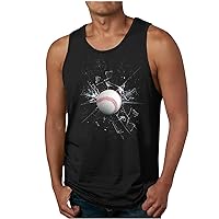 Men's Baseball 3D Graphic Tank Tops Stylish Sleeveless Top Casual Athletic Shirts Crewneck Racerback Tank Top Tee