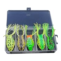 Topwater Frog Lure Crankbait Tackle Soft Fishing Baits for Freshwater Saltwater Fishing Lure 5PCS Lure Bait