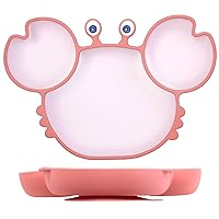 Baby Plate Silicone Suction Toddler Plates, Divided Dishes for Toddler Kids, Self Feeding, BPA Free, Microwave & Dishwasher Safe