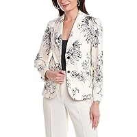 Anne Klein Women's Printed Sateen Two Button Notch Collar J