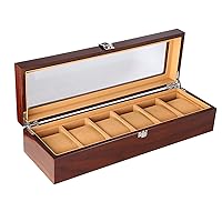 Wooden 6-slot Watch Storage Case, Household Jewelry Display Rack With Lid, Large-capacity Multi-function Storage Box 0130B
