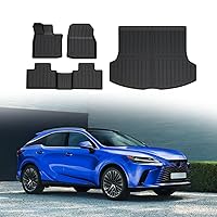 Cargo Liner and Floor Mats for 2023 2024 Lexus RX350 Accessories, All-Weather TPE Car Carpets Trunk Mat Custom Fit Lexus RX350/RX350h/RX500h(Not Fit RX450h)
