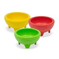 Set of 3 PP Guacamole, Red, Yellow, Green Dip Bowls, Small