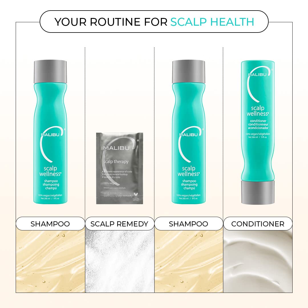 Malibu C Scalp Therapy Wellness Remedy - Mineral Build Up Scalp Cleanser with Salicylic Acid + Vitamin C - Moisturizing & Soothing Dry Scalp Care