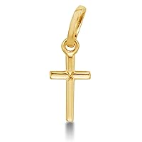 Solid 14K Yellow OR White Gold Traditional Classic Small Tiny Cross Pendant Charm (Height = 1/2