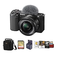 Sony ZV-E10 Mirrorless Camera with 16-50mm Lens, Black Bundle with Mac Photo Editing Software Suite, 32GB SD Memory Card, Shoulder Bag, 40.5mm Filter Kit