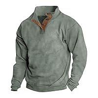 Men'S Sweatshirts,Casual Quarter Button Up Sweatshirt Outdoor Plus Size Long Sleeve Pullover Standing Collar