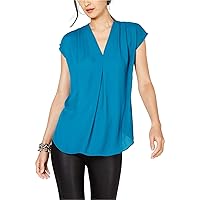 Womens Inverted Pleat Pullover Blouse, Green, Small