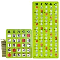 MR CHIPS 50 Jam Proof Bingo Cards with Sliding Windows and Master Bingo Board