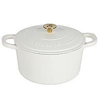 Crock Pot Artisan 5-Quart Round Dutch Oven - Matte Linen White w/Gold Knob